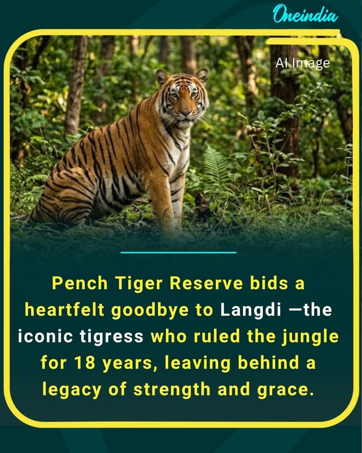 The forests of Pench Tiger Reserve fall silent as they mourn the loss of Langdi —the legendary tigress known as PN-20 or T-20. At 18 years old, she lived a long and remarkable life, far beyond the average lifespan of a wild tiger. Despite suffering from age-related ailments in her final days, Langdi remained a symbol of resilience, strength, and survival.