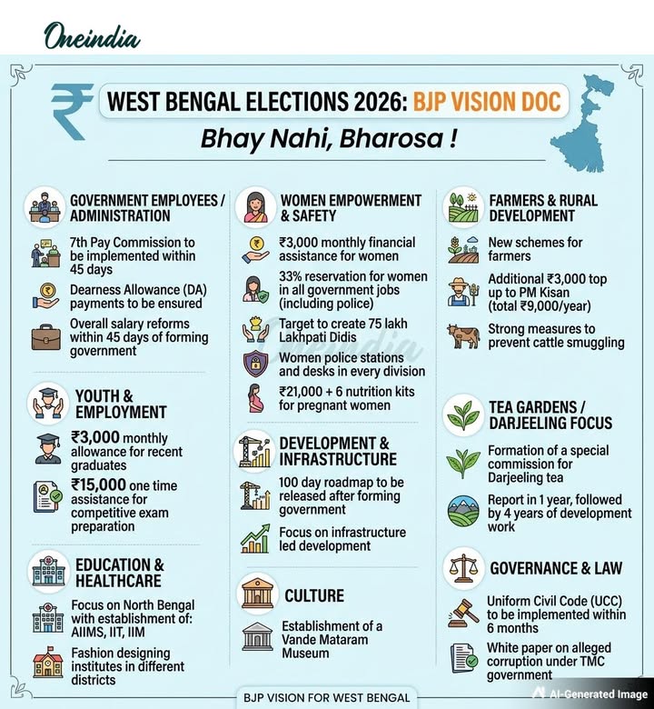 Bharatiya Janata Party Releases Vision Document for West Bengal Assembly Election 2026