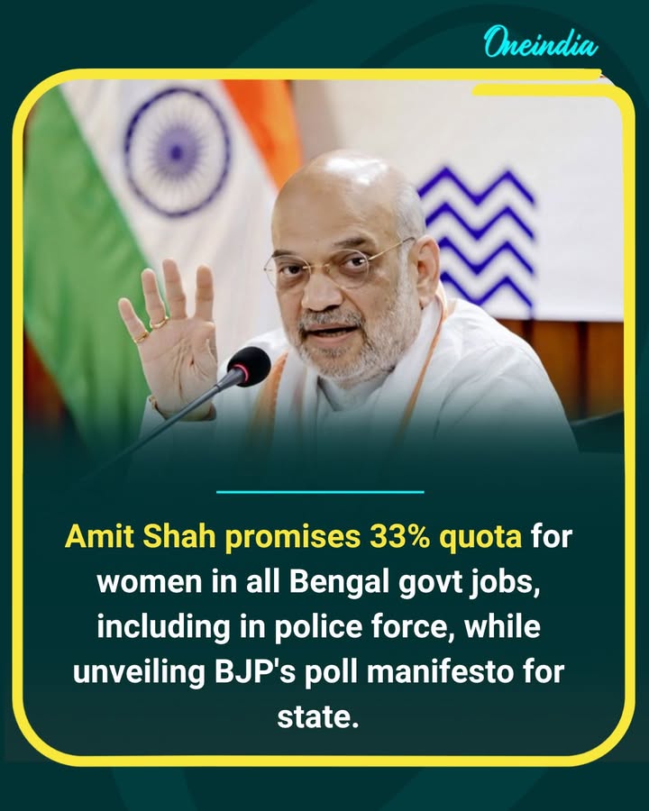 Amit Shah Promises 33% Women’s Reservation in All Govt Jobs in West Bengal