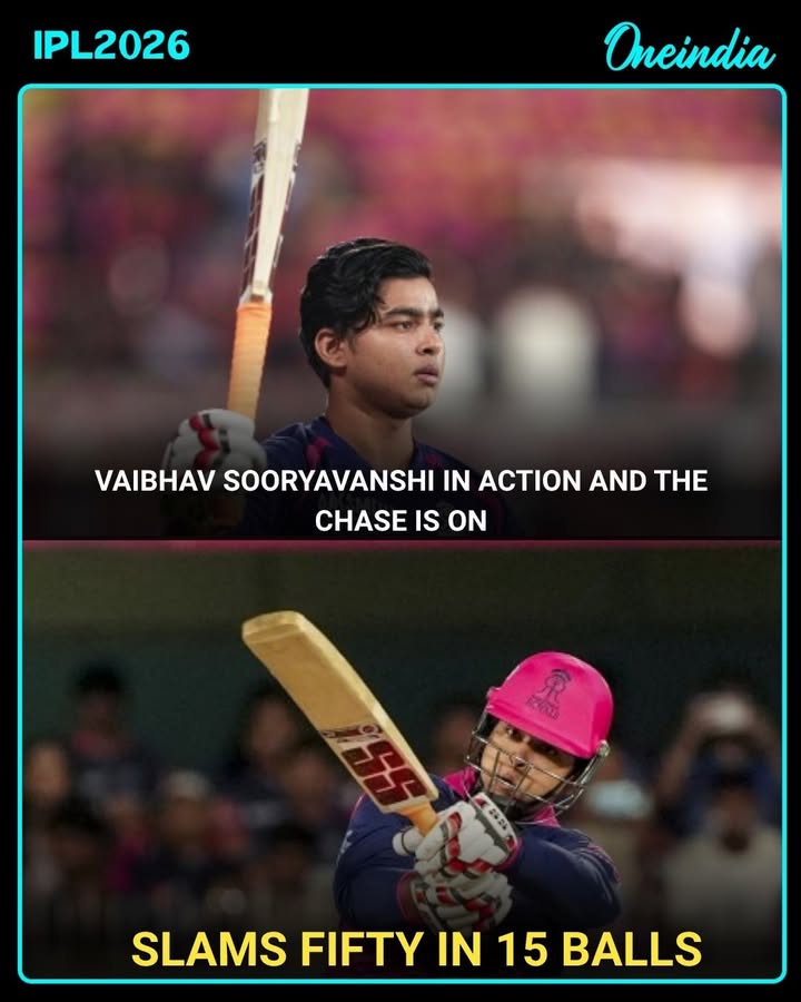 Vaibhav Sooryavanshi smashes a blistering 50 off just 15 balls