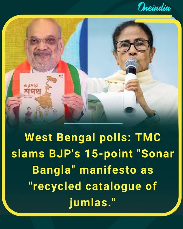 Political tensions rise in West Bengal as All India Trinamool Congress criticizes Bharatiya Janata Party’s 15-point “Sonar Bangla” manifesto, calling it a rebranded set of old promises. The clash highlights the intensifying battle for voter trust ahead of crucial elections.