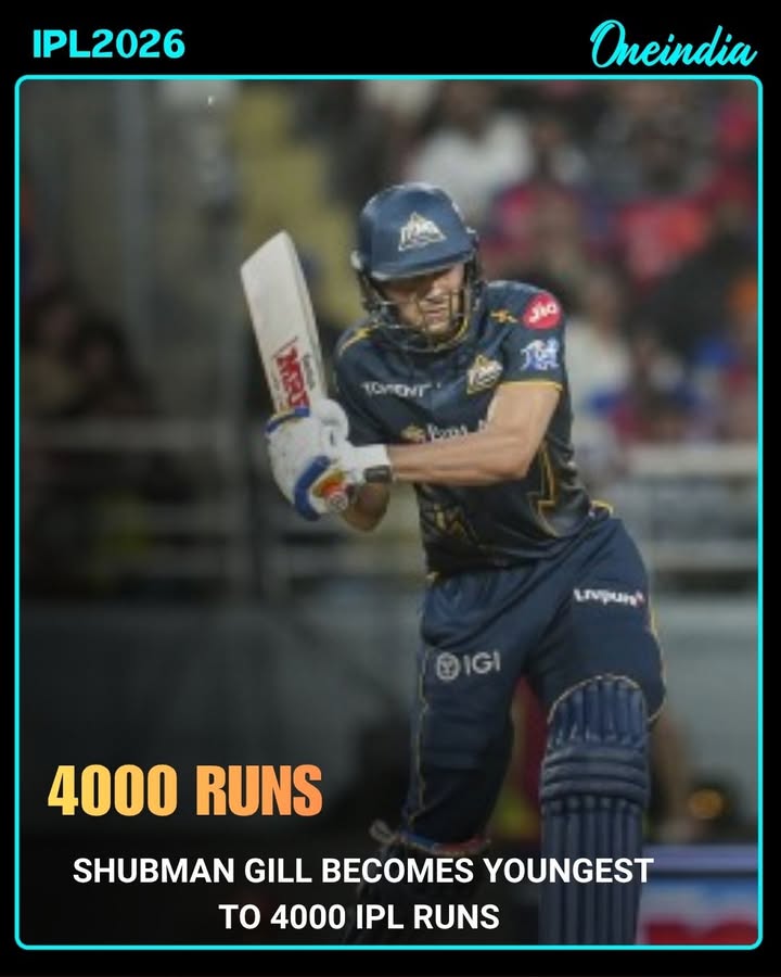 Shubman Gill has etched his name in the record books by becoming the youngest player to reach 4000 runs in the IPL.