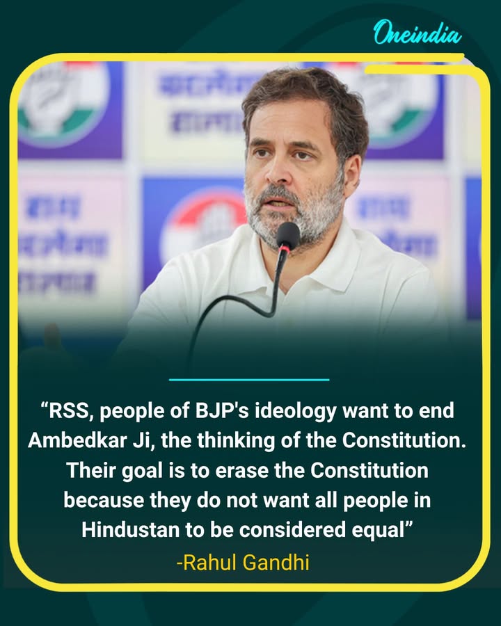 Rahul Gandhi Alleges Rashtriya Swayamsevak Sangh–BJP Ideology Aims to Undermine Constitution