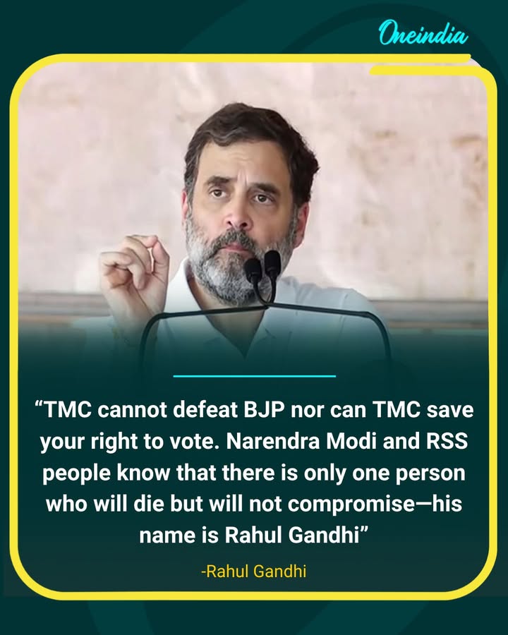 Rahul Gandhi Says TMC Cannot Defeat BJP, Positions Himself as Key Challenger