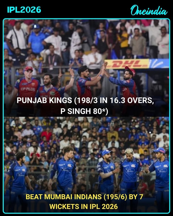 Punjab Kings Beat Mumbai Indians by 7 Wickets in IPL 2026