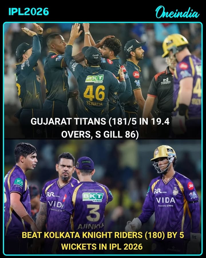 Gujarat Titans edge KKR by 5 wickets in last-over thriller in IPL 2026
