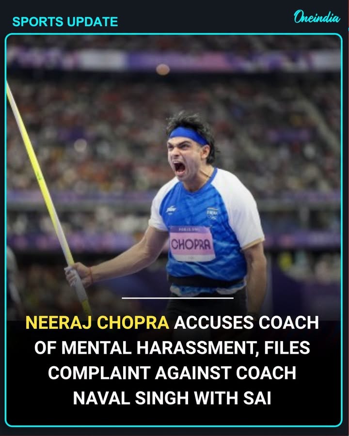 Neeraj Chopra has filed a complaint with the Sports Authority of India, accusing coach Naval Singh of mental harassment and abusive behavior. Paralympic champion Sumit Antil has also made similar allegations, claiming the conduct affected their performance and mental well-being, bringing attention to athlete welfare concerns.