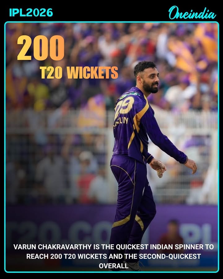 Varun Chakravarthy becomes fastest Indian spinner to 200 T20 wickets