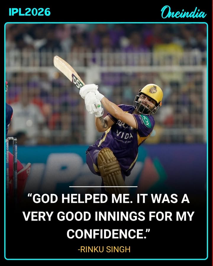 Rinku Singh said, “God helped me. It was a very good innings for my confidence,” reflecting on his strong performance and how it boosted his self-belief going forward.