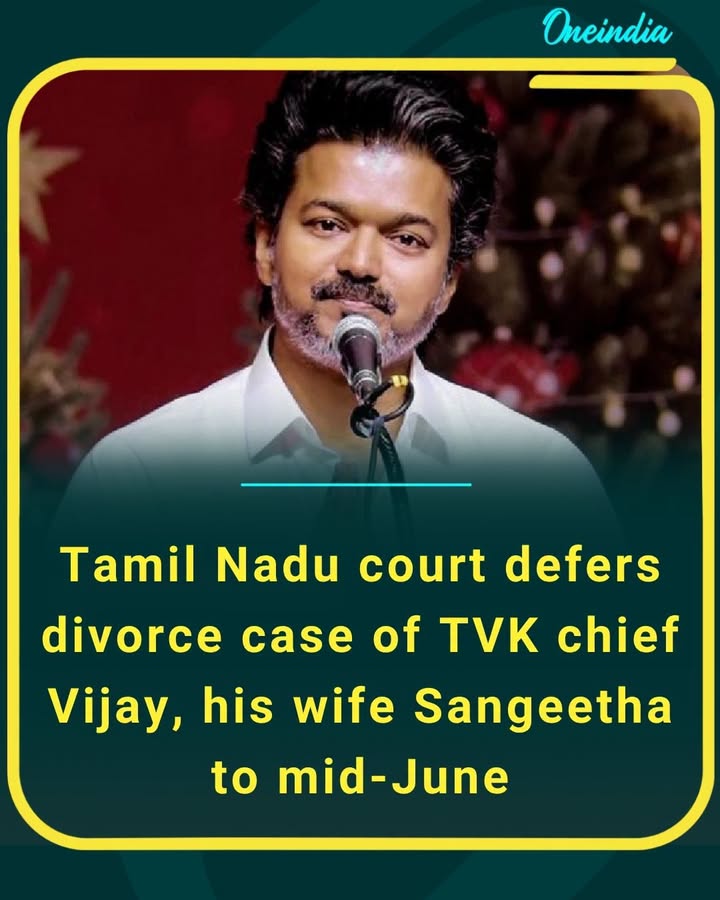 The Tamil Nadu court has postponed the divorce proceedings of TVK chief Vijay and his wife Sangeetha, pushing the next hearing to mid-June. The case continues to draw public attention as developments unfold.