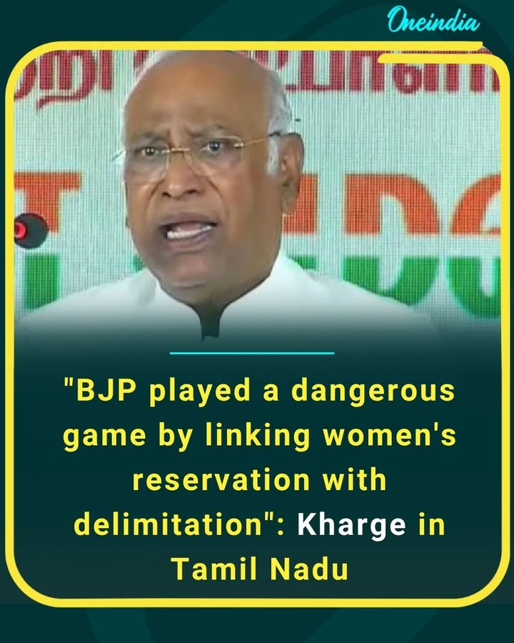 “Dangerous Politics?” Kharge Targets BJP Over Women’s Reservation Link
Congress chief Mallikarjun Kharge accuses the BJP of playing a “dangerous game” by tying women’s reservation to delimitation during his Tamil Nadu address.
