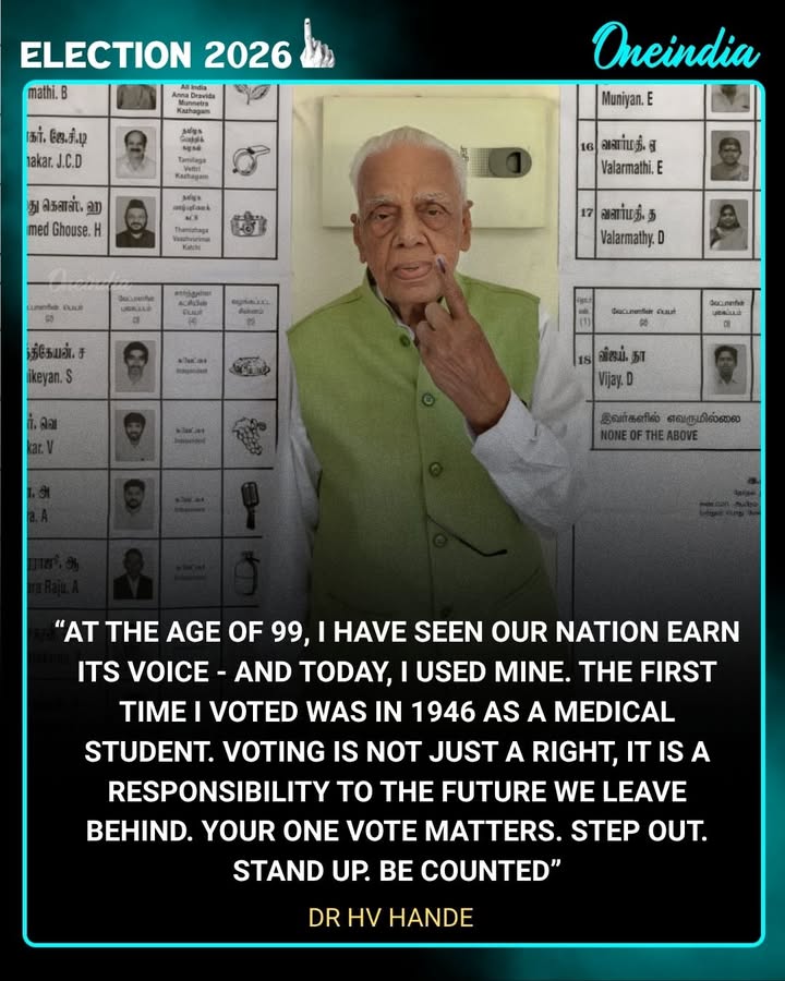 99-Year-Old Dr HV Hande Casts Vote, Inspires Generations