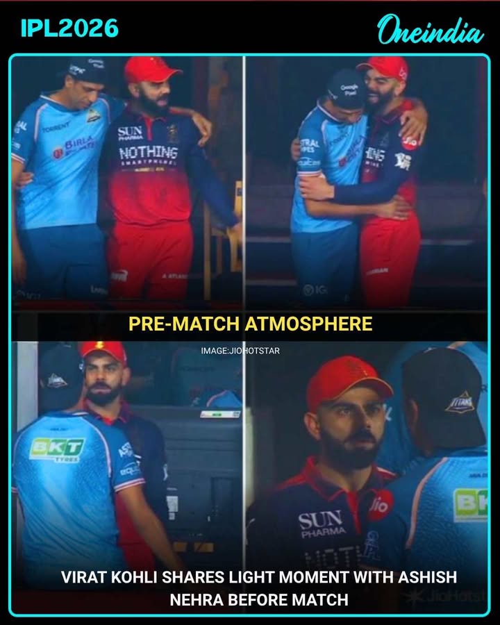 Virat Kohli and Ashish Nehra were seen sharing a light-hearted moment ahead of the match