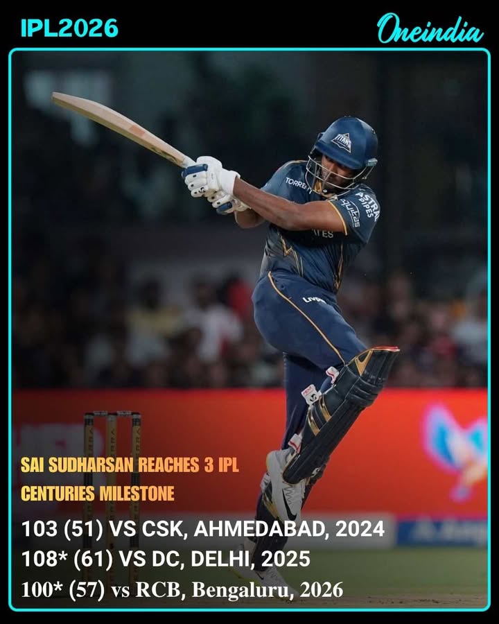 Sai Sudharsan has scripted history by scoring centuries in three consecutive IPL seasons (2024, 2025, 2026), becoming only the second batter after Chris Gayle to achieve this remarkable feat.
