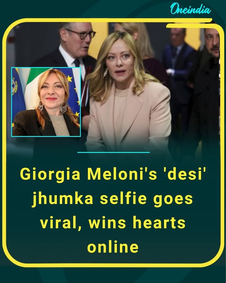 Giorgia Meloni stuns in a traditional jhumka look, blending cultures with elegance and winning hearts across social media.