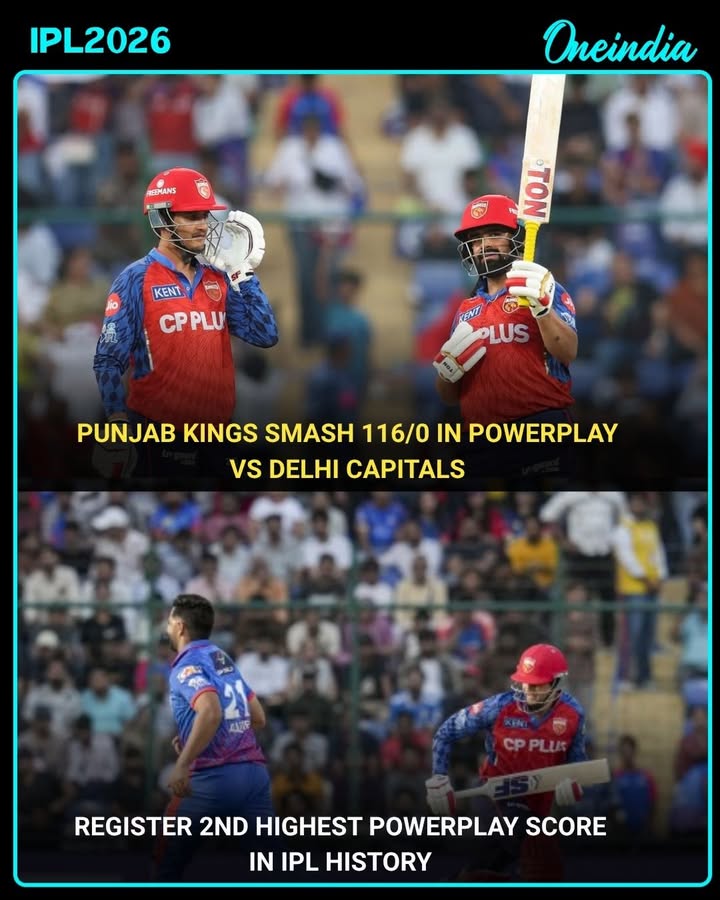 Punjab Kings blasted 116/0 in the powerplay against Delhi Capitals, registering the second-highest powerplay score in IPL history.