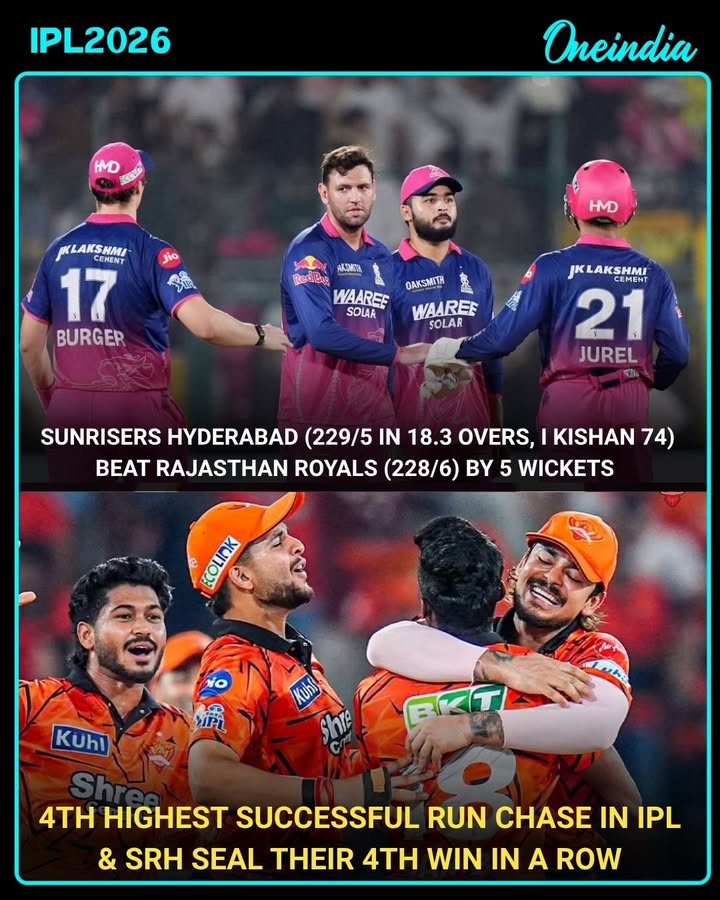 Sunrisers Hyderabad pull off 4th highest successful chase in IPL