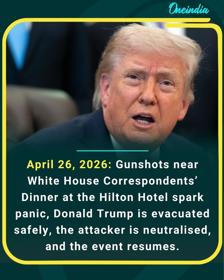 Gunshots heard near the White House during an event; Donald Trump evacuated safely, shooter neutralised.