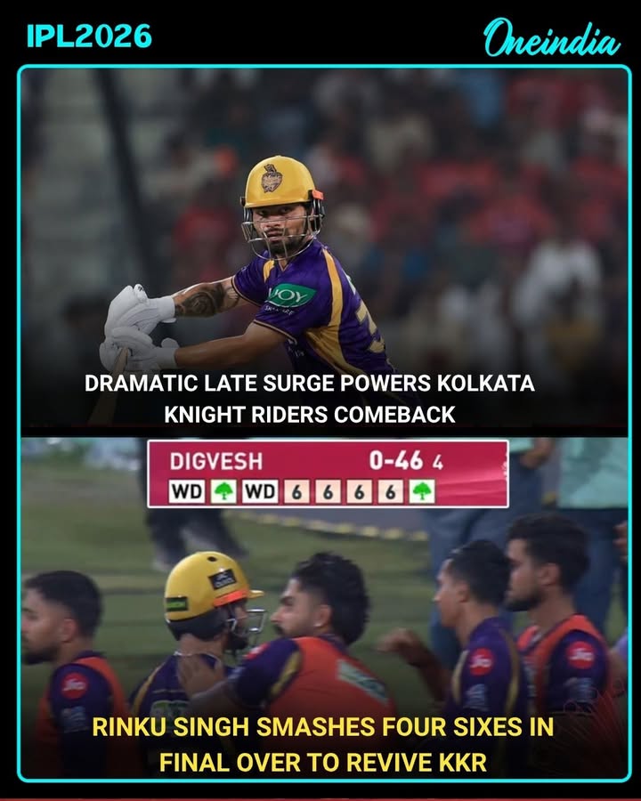 Rinku Singh delivered a stunning finish, smashing four sixes in the final over to pull off a remarkable comeback for Kolkata Knight Riders.