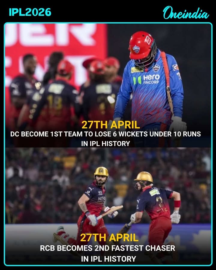 Record-breaking night: DC crumble, RCB soar high