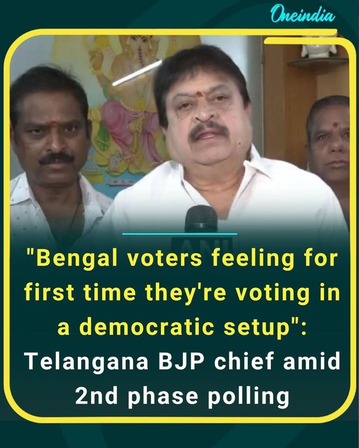 Telangana BJP chief claims Bengal voters are experiencing “real democracy” for the first time as phase 2 polling gains momentum.