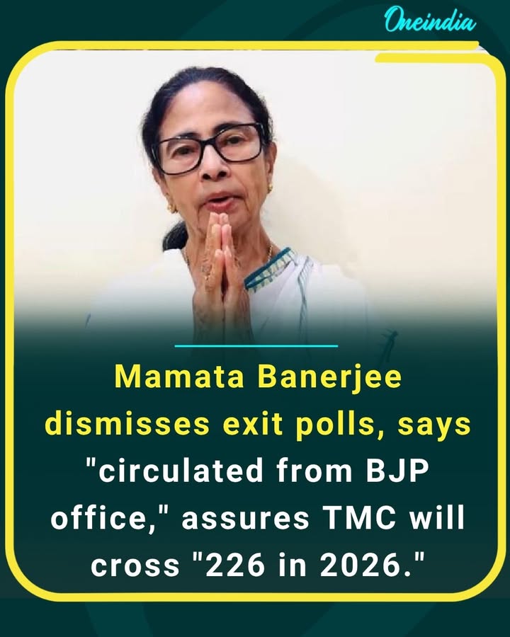 Mamata Banerjee rejects exit polls, calls them BJP-driven narratives, and expresses confidence in TMC crossing 226 in 2026