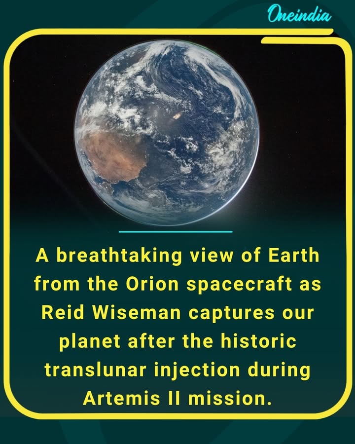 NASA released a stunning image of Earth captured from the Orion spacecraft’s window by astronaut Reid Wiseman, shortly after completing the crucial translunar injection burn during the Artemis II mission