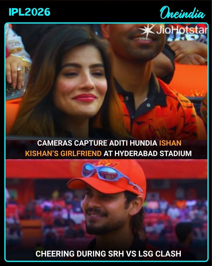 Aditi Hundia was spotted in the stands at Rajiv Gandhi International Cricket Stadium in Uppal, attending the match to support Ishan Kishan during the clash.
