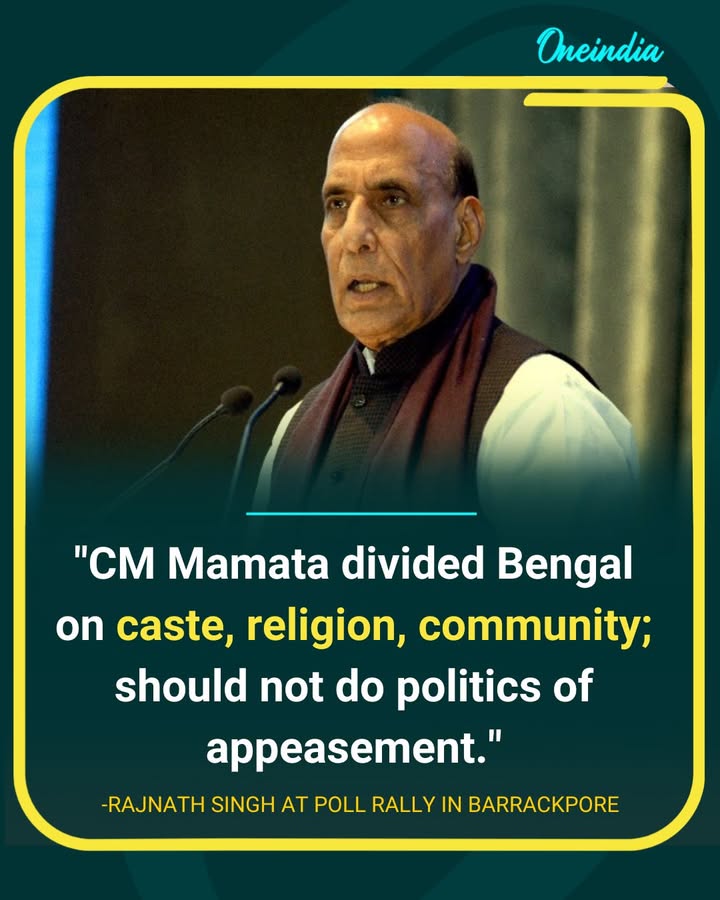 Rajnath Singh Accuses Mamata Banerjee of Dividing West Bengal