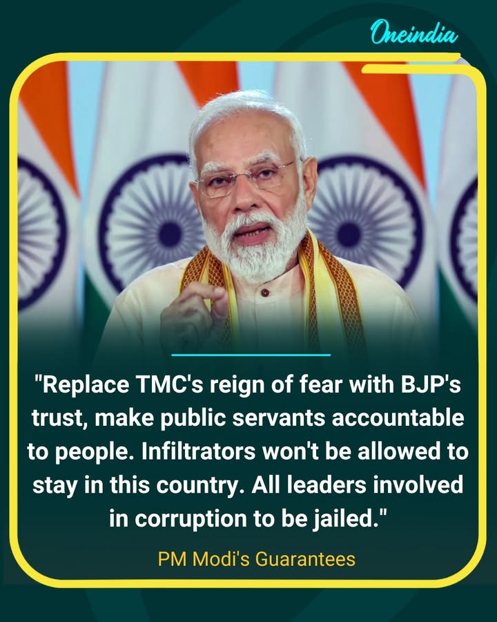 Narendra Modi promises BJP will replace TMC’s “reign of fear,” ensure accountability, and act against corruption
