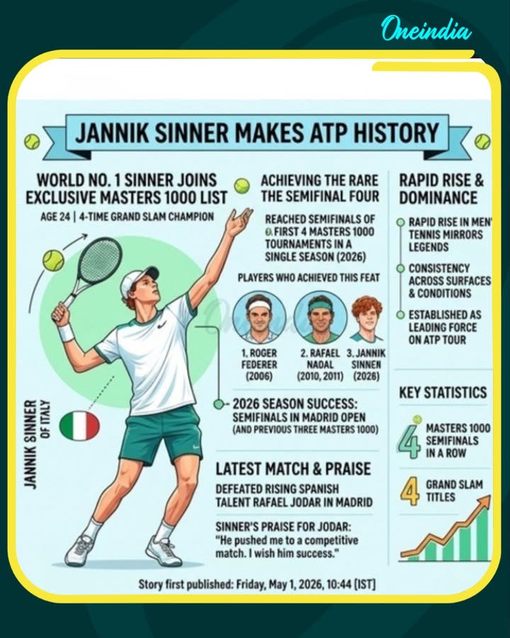 Jannik Sinner Creates ATP History with Rare Masters 1000 Feat