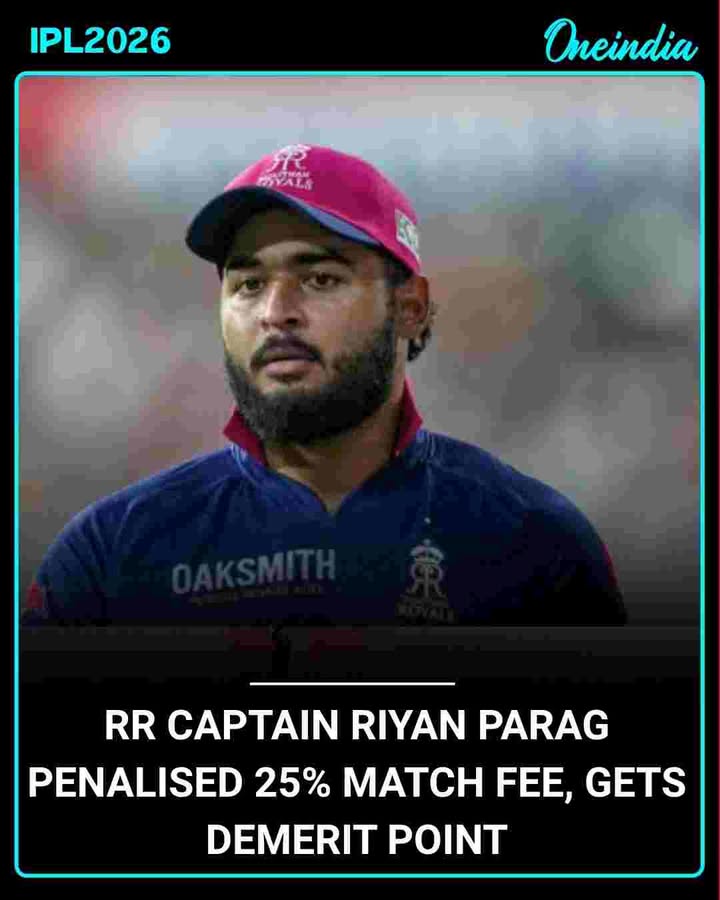 Rajasthan Royals captain Riyan Parag has been fined 25% of his match fee and handed one demerit point after being found using a vape inside the dressing room. The action comes under IPL’s code of conduct, emphasizing strict discipline standards within team environments.