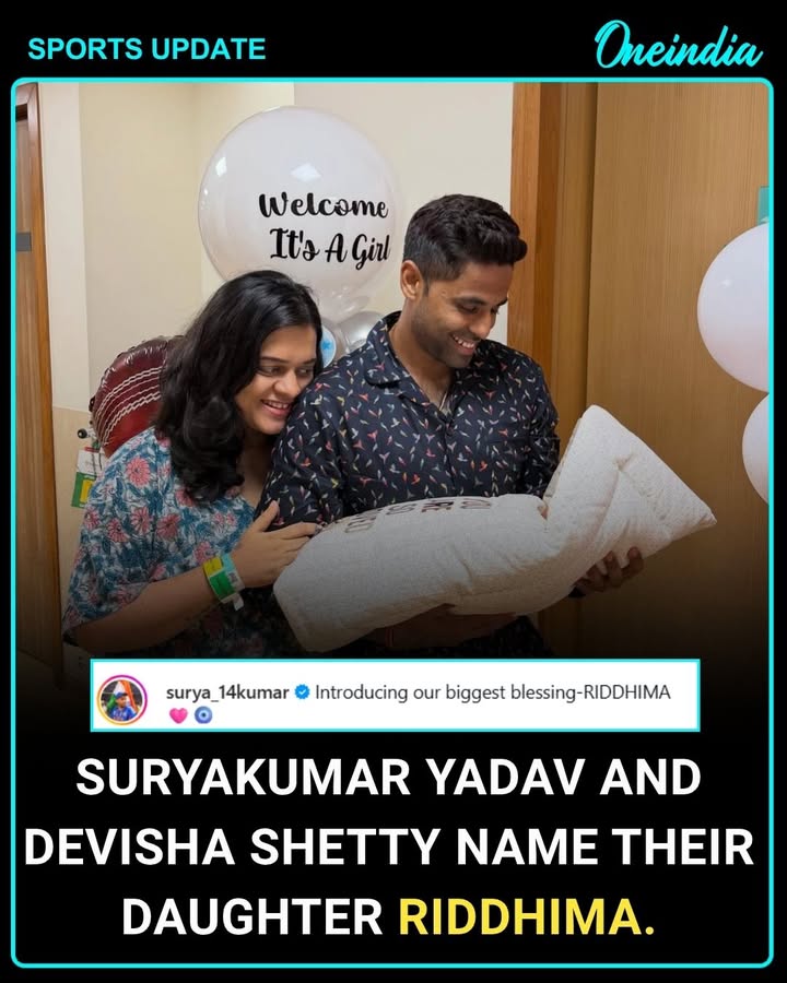 Suryakumar Yadav and his wife Devisha Shetty have named their newborn daughter “Riddhima.” Fans and well-wishers flooded social media with congratulatory messages after the heartwarming family update from the Indian cricket star.