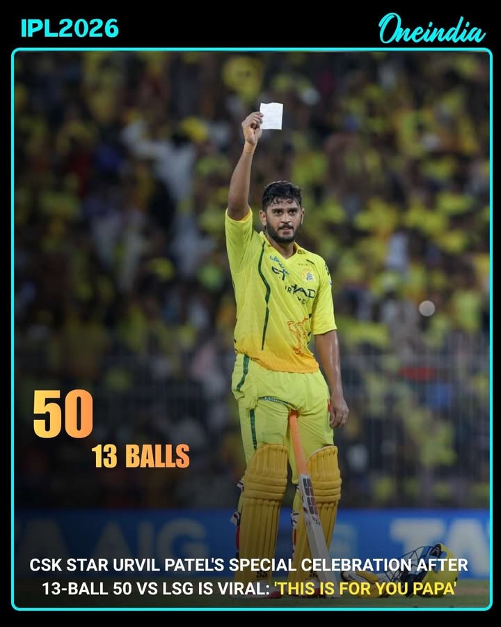 Urvil Patel not only stunned fans with his blazing 13-ball fifty against Lucknow Super Giants, but also touched hearts with his emotional celebration afterward. Holding up a gesture dedicated to his father, Urvil said, “This is for you Papa,” making the moment even more special for fans and viewers.