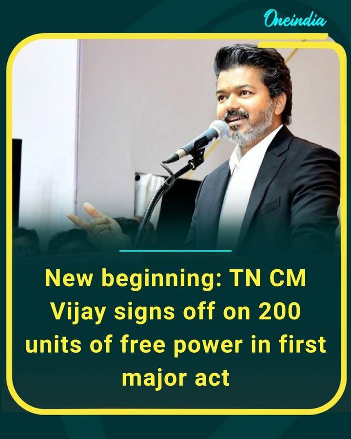 Tamil Nadu CM Vijay rolls out 200 units of free electricity in his first major decision after taking office, marking the start of a new political chapter in the state.