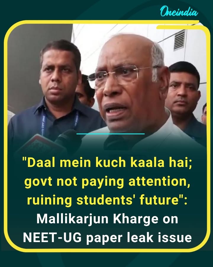 Congress President  questions the Centre over the NEET-UG paper leak row, saying “daal mein kuch kaala hai” and alleging the government is ignoring the issue while students’ futures suffer.