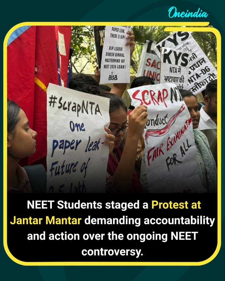 NEET Aspirants Protest at Jantar Mantar Over Exam Controversy