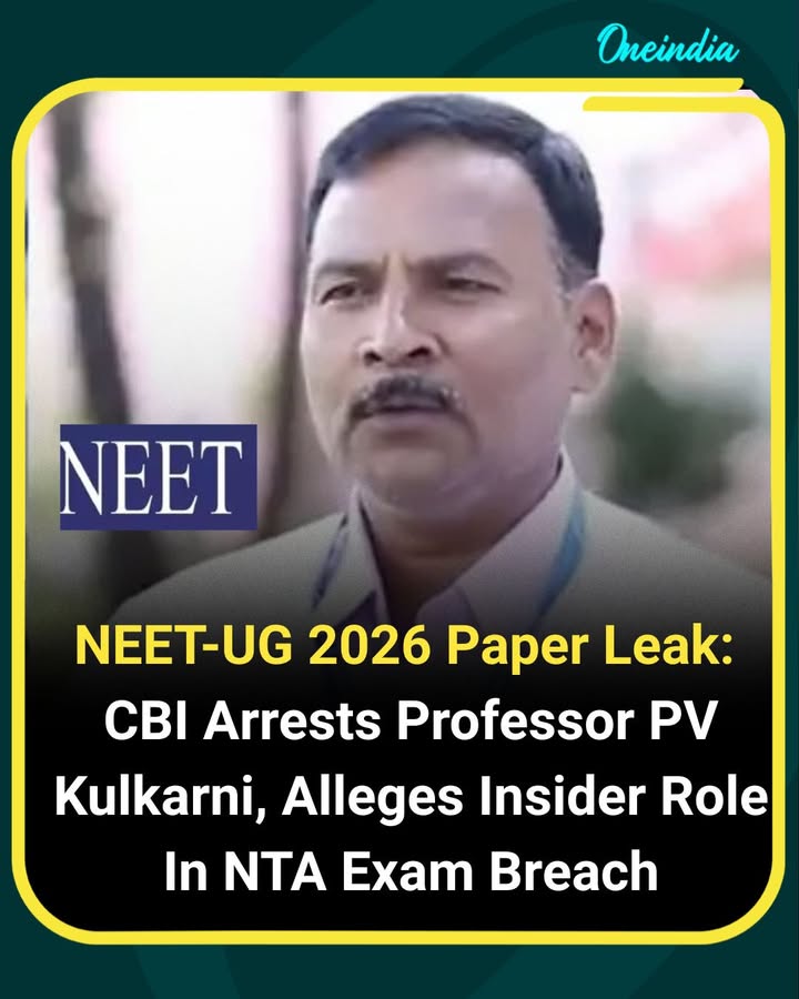 The CBI has arrested Professor PV Kulkarni in connection with the alleged NEET-UG 2026 paper leak case. Investigators claim he played an insider role in the breach of the NTA examination process, intensifying concerns over exam security and fairness. The development marks a significant step in the ongoing probe into one of the country’s biggest examination controversies.