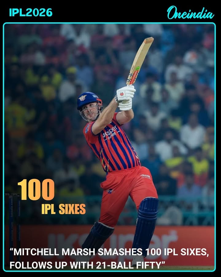 Mitchell Marsh produced a sensational display of power-hitting, completing 100 IPL sixes in his career before racing to a 50 off just 21 balls.