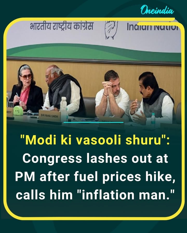 Fuel price hike sparks fresh political heat as Congress targets PM Modi, calling him the new “inflation man” over rising costs at the pump