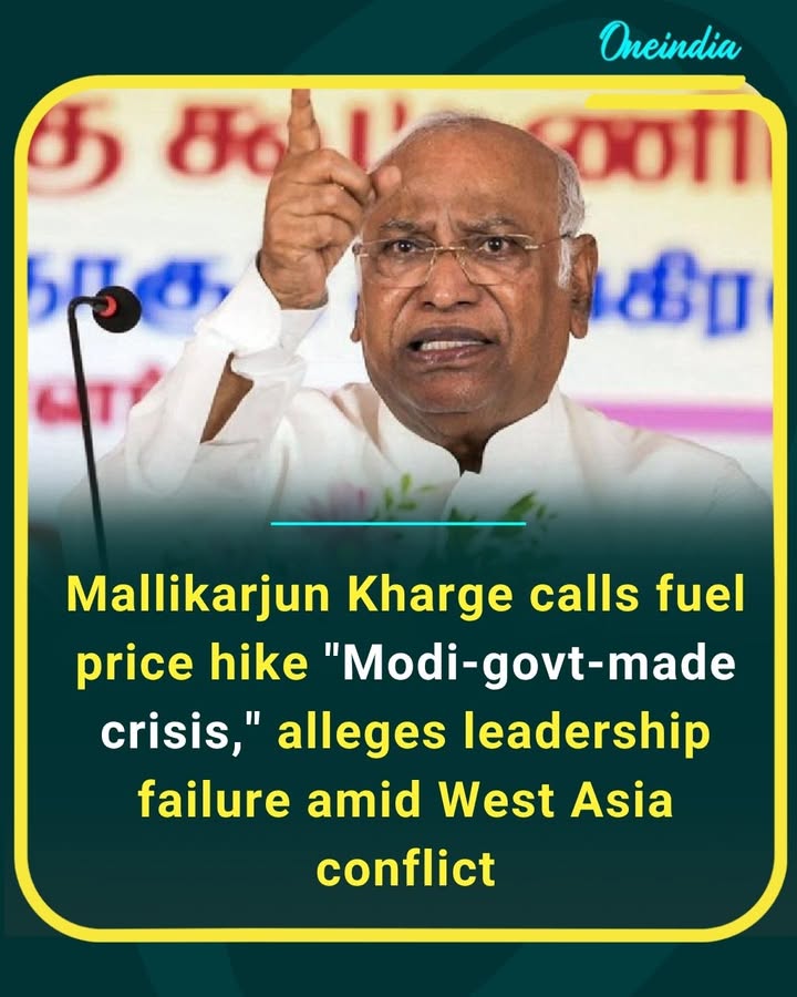 Mallikarjun Kharge slams Centre over fuel price hike, calls it a burden created by the Modi government amid rising West Asia tensions.