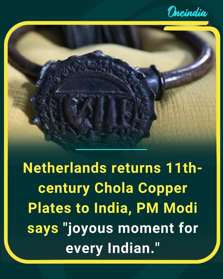 A proud homecoming for India’s rich heritage 🇮🇳
The return of the 11th-century Chola Copper Plates from the Netherlands marks a historic cultural victory. PM Narendra Modi called it a “joyous moment for every Indian” as the priceless legacy reconnects with its roots.