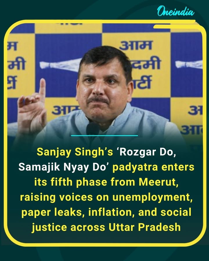 Sanjay Singh kicks off the fifth phase of ‘Rozgar Do, Samajik Nyay Do’ padyatra from Meerut, intensifying the fight for jobs and social justice across Uttar Pradesh.