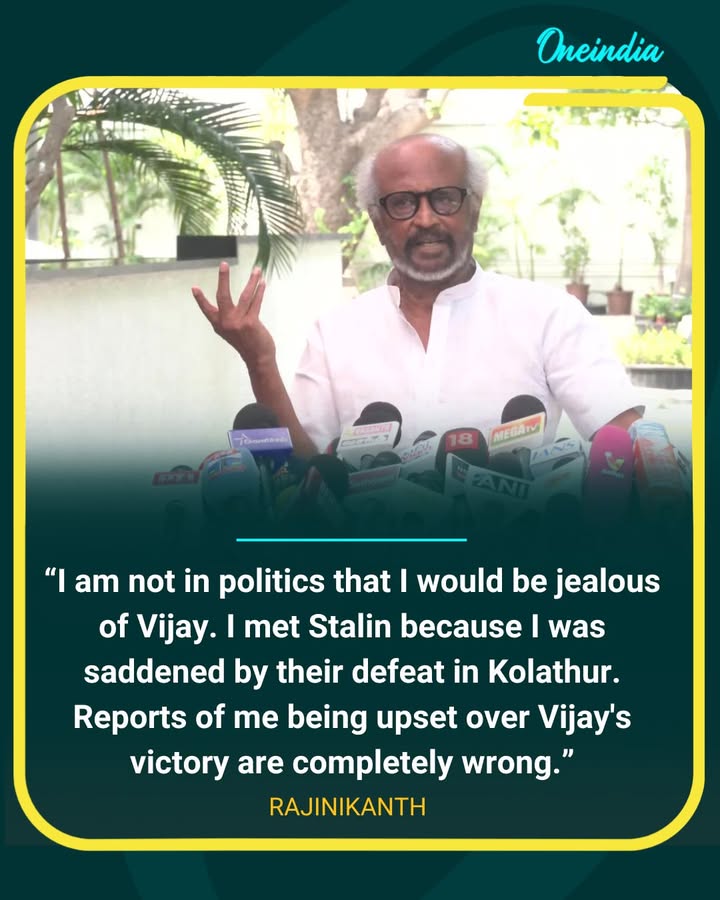 Rajinikanth Clears Air on Political Rumours, Denies Jealousy Over Vijay