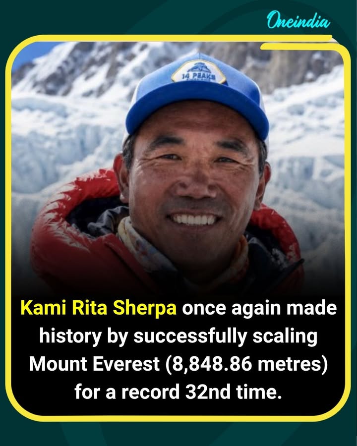 Kami Rita Sherpa has successfully climbed Mount Everest (8,848.86 metres) for a record 32nd time, extending his own world record once again. The remarkable achievement further cements his legacy as one of the greatest mountaineers in history and a global icon in high-altitude climbing.