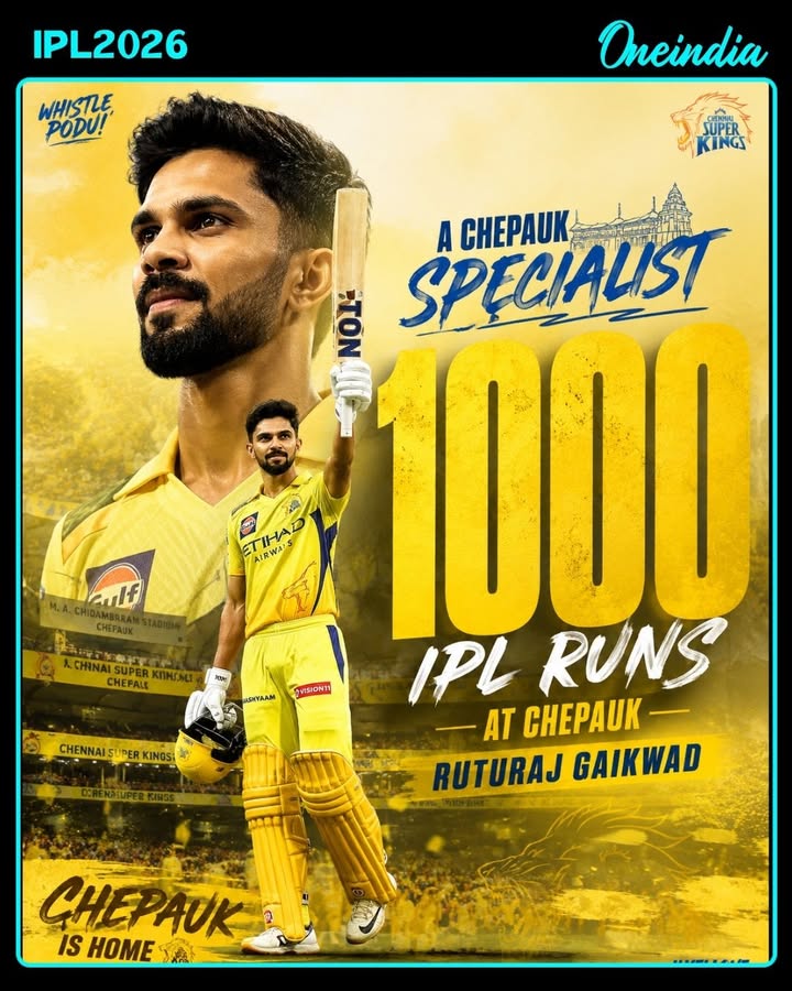 Ruturaj Gaikwad Completes 1000 IPL Runs at Chepauk