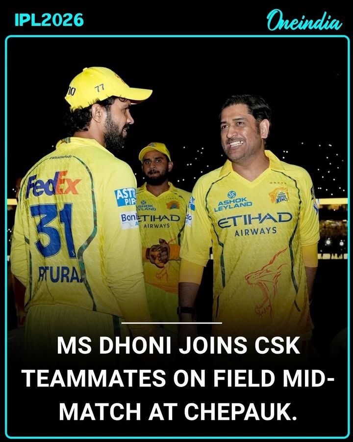 M. S. Dhoni finally joined his Chennai Super Kings teammates on the field during the match at the iconic M. A. Chidambaram Stadium