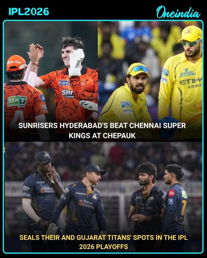 Sunrisers Hyderabad defeated Chennai Super Kings at the iconic M. A. Chidambaram Stadium to officially seal their place in the IPL 2026 playoffs. The victory also confirmed a playoff berth for Gujarat Titans, marking a major turning point in the tournament standings.