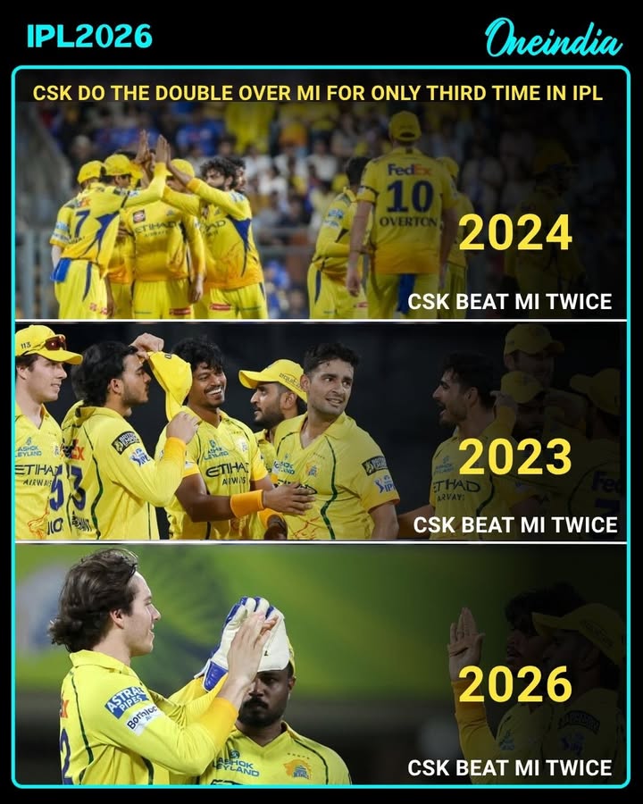 Chennai Super Kings have achieved a rare milestone by completing a season double over Mumbai Indians for only the third time in IPL history.