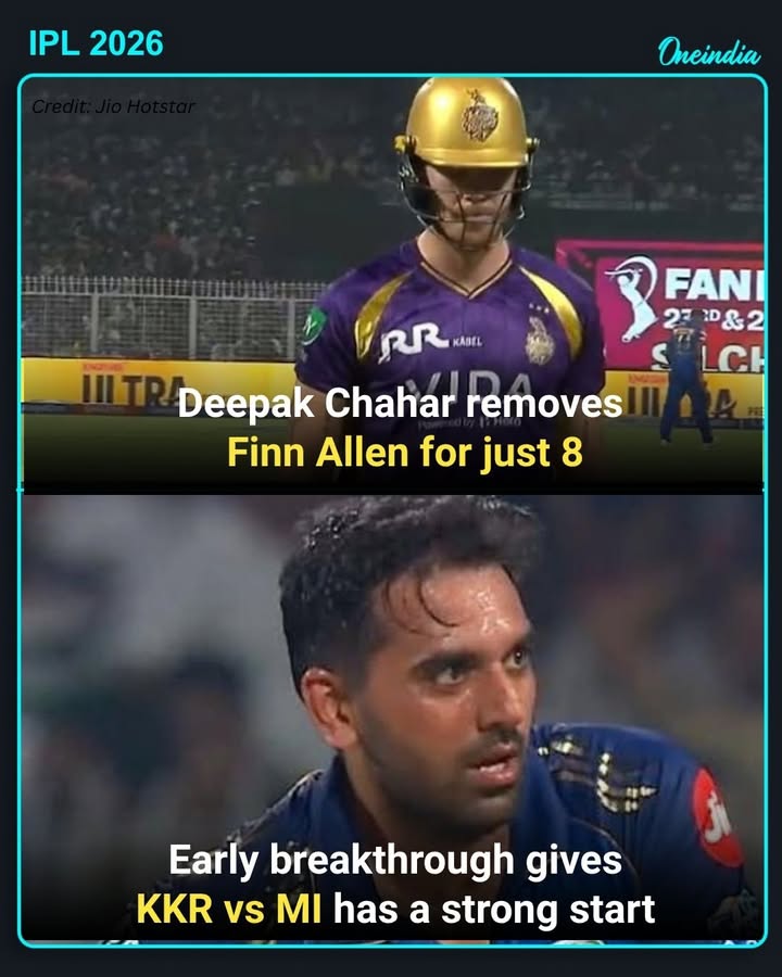 BIG WICKET🚨
Deepak Chahar removes Finn Allen for just 8️⃣ .